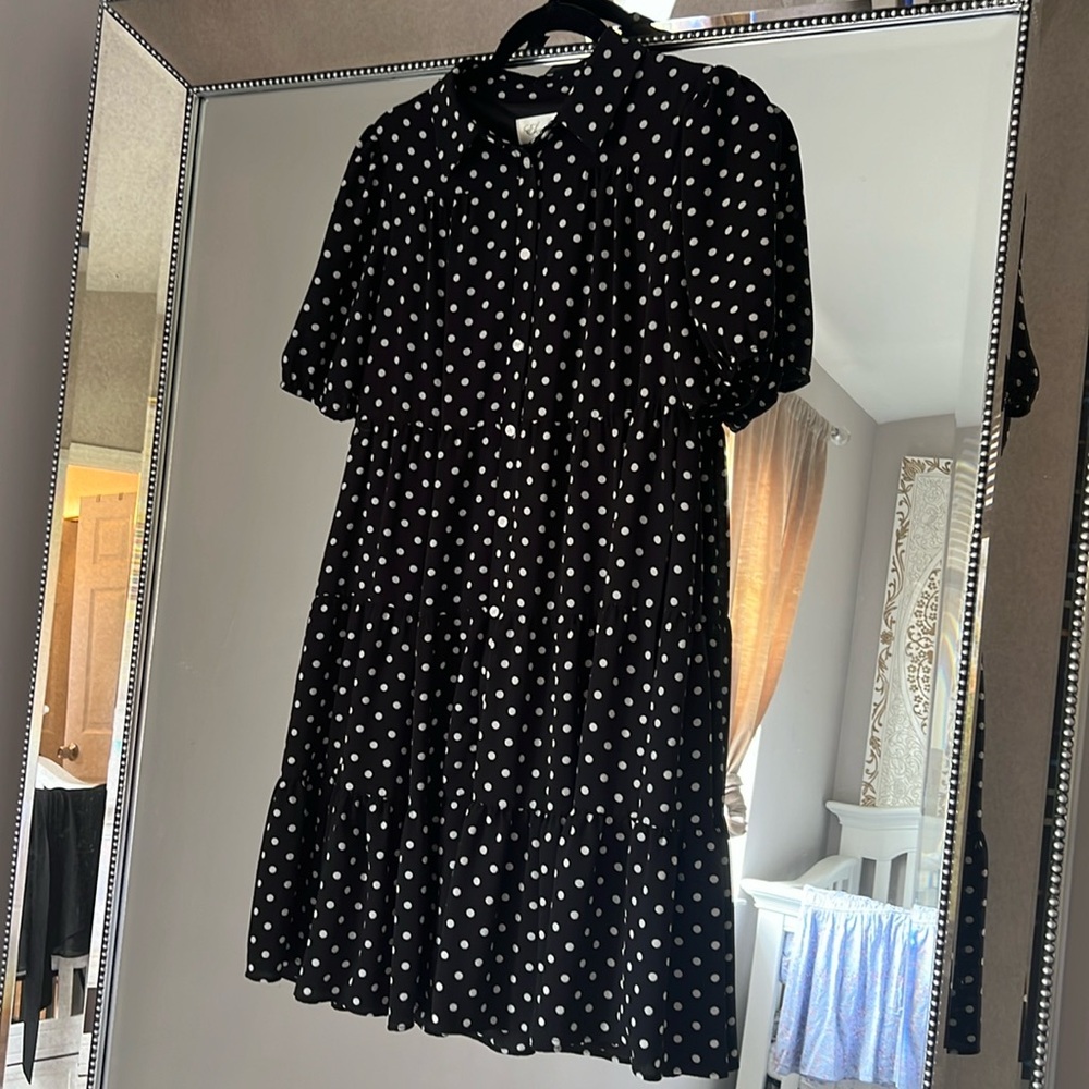 Polka dot flowy dress